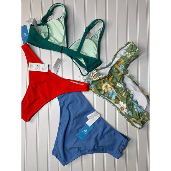 NWT Cupshe Two Piece Swimsuit Bikini High Cut Cheeky One Shoulder Swim BUNDLE M - Picture 2 of 6